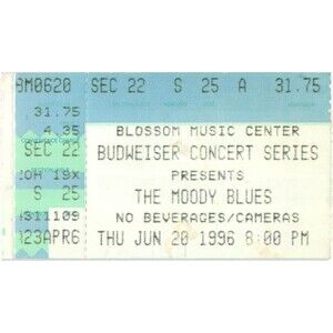 Vintage 1996 Moody Blues Concert Ticket Stub Cuyahoga Falls OH